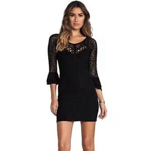 Free People Womens Polyblend City Girl Bodycon Crochet Dress Black Size S/P